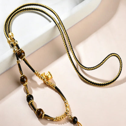 Mulstio Tiger Eye NeoChinese Empowering Crystal Necklace Rope Maillard Style
