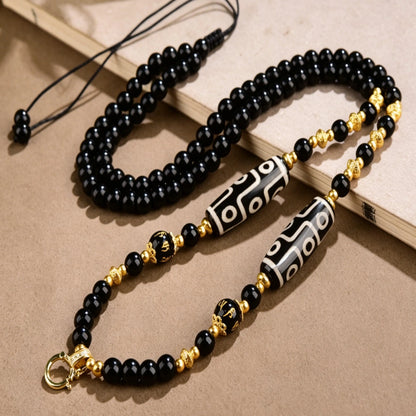 Mulstio Tibetan Dzi Bead Glaze Necklace Modern Women Spiritual Protection Metaphysical Amulet