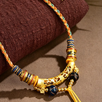 Mulstio Mantra Braided Necklace Cord Six Syllables Amulet Empowering Five Color Spiritual Rope