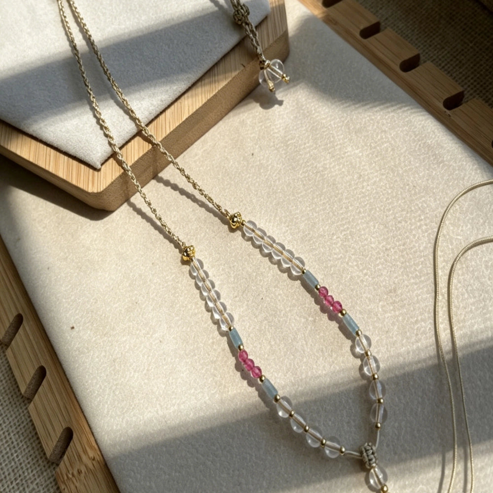 Handmade Crystal Necklace Cord Braided Healing Stone Pendant Rope Empowered Feng Shui Jewelry Mulstio