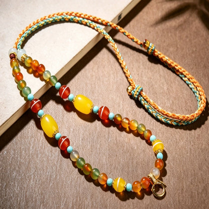 Mulstio Natural Agate Energy Necklace Cord Handcrafted Abundance Crystal Chain For Empowered Women