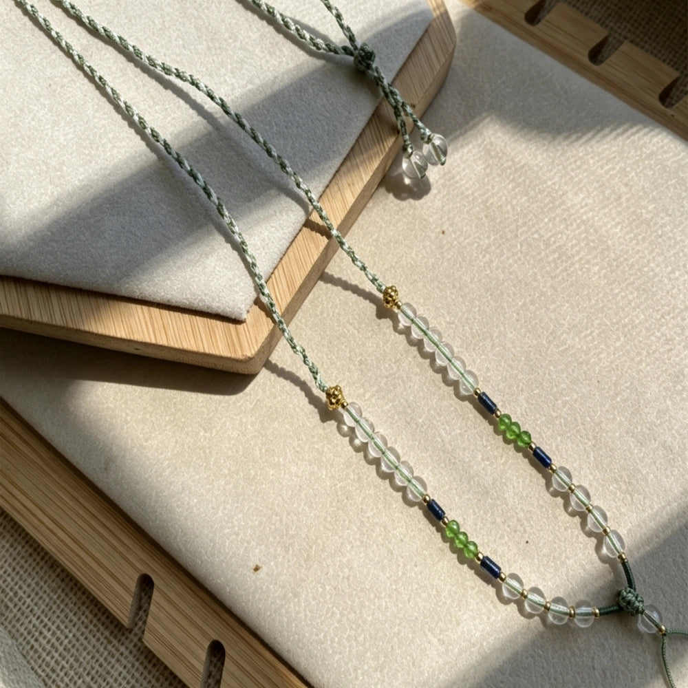 Handmade Crystal Necklace Cord Braided Healing Stone Pendant Rope Empowered Feng Shui Jewelry Mulstio