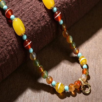Mulstio Natural Agate Energy Necklace Cord Handcrafted Abundance Crystal Chain For Empowered Women