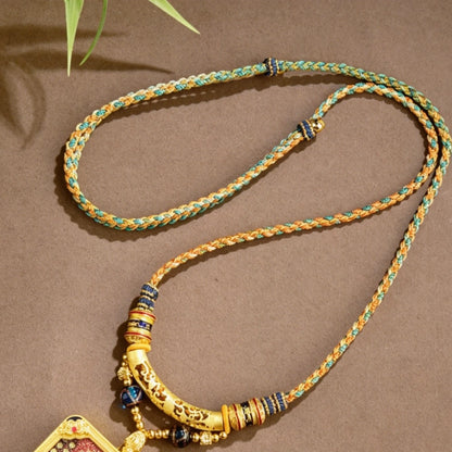 Mulstio Mantra Braided Necklace Cord Six Syllables Amulet Empowering Five Color Spiritual Rope
