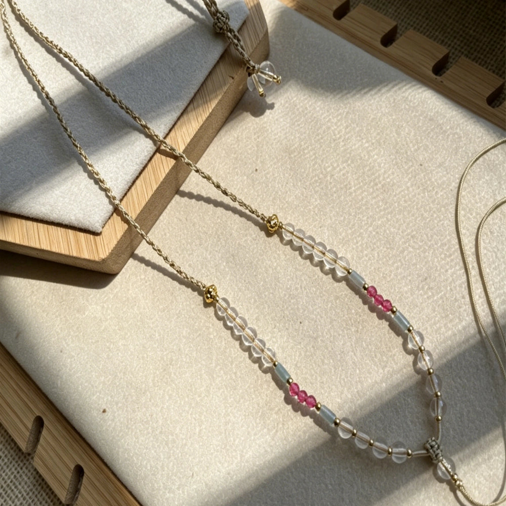 Handmade Crystal Necklace Cord Braided Healing Stone Pendant Rope Empowered Feng Shui Jewelry Mulstio