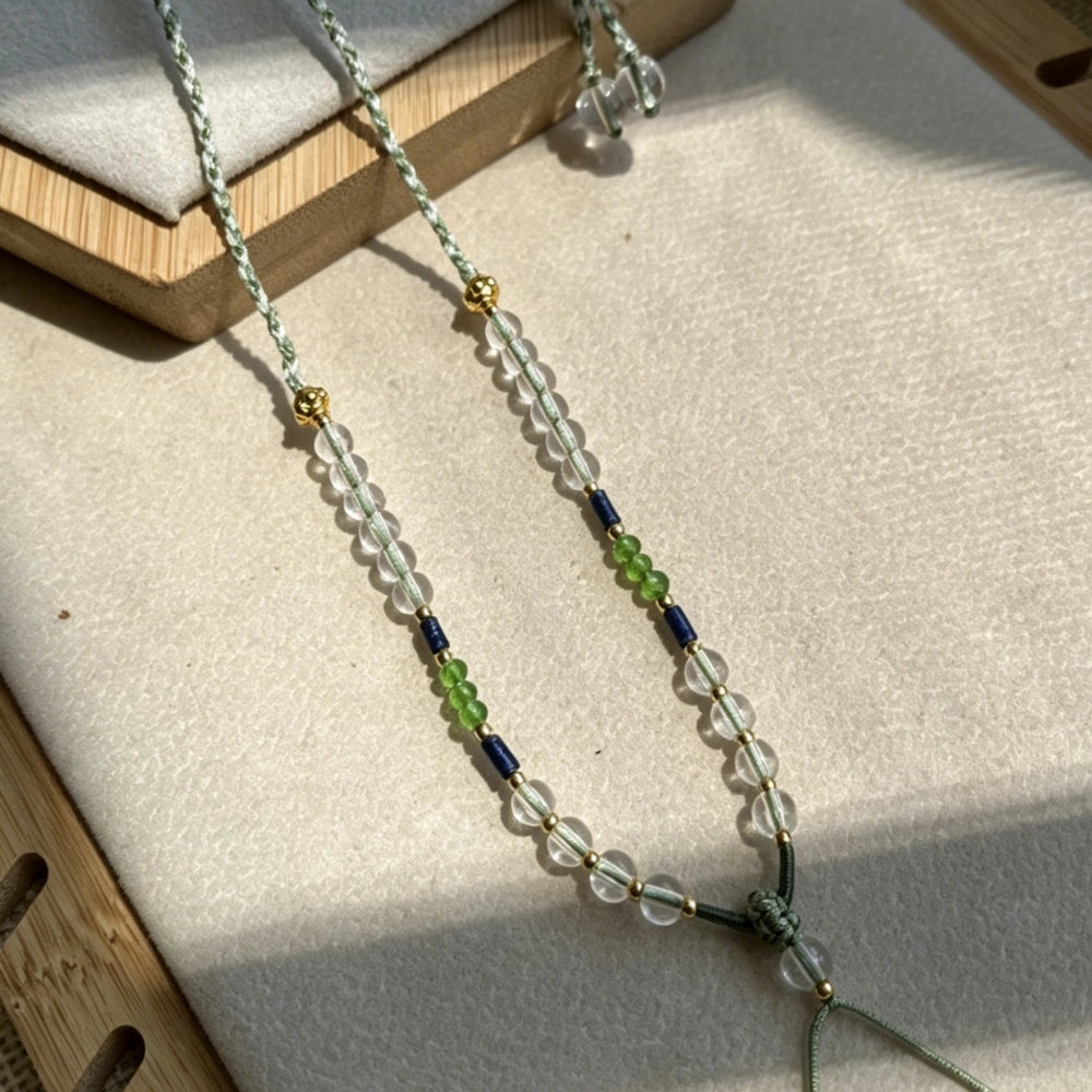 Handmade Crystal Necklace Cord Braided Healing Stone Pendant Rope Empowered Feng Shui Jewelry Mulstio