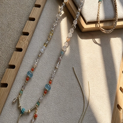 Mulstio Handwoven Crystal Necklace Cord White Phantom Quartz Spiritual Empowerment Chain