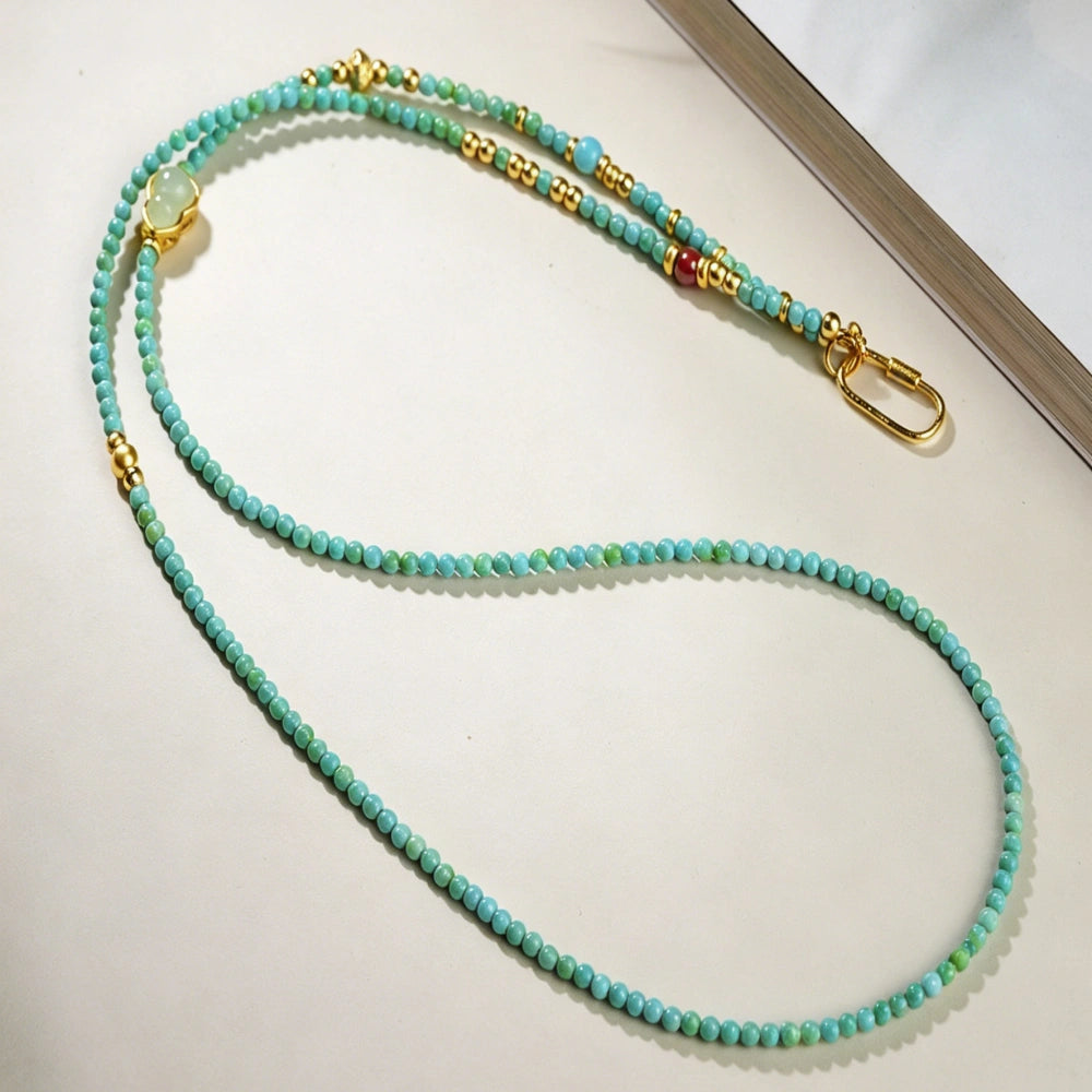 Mulstio Magnesite Beaded Long Necklace Spiritual Empowerment Crystal Chain for Women