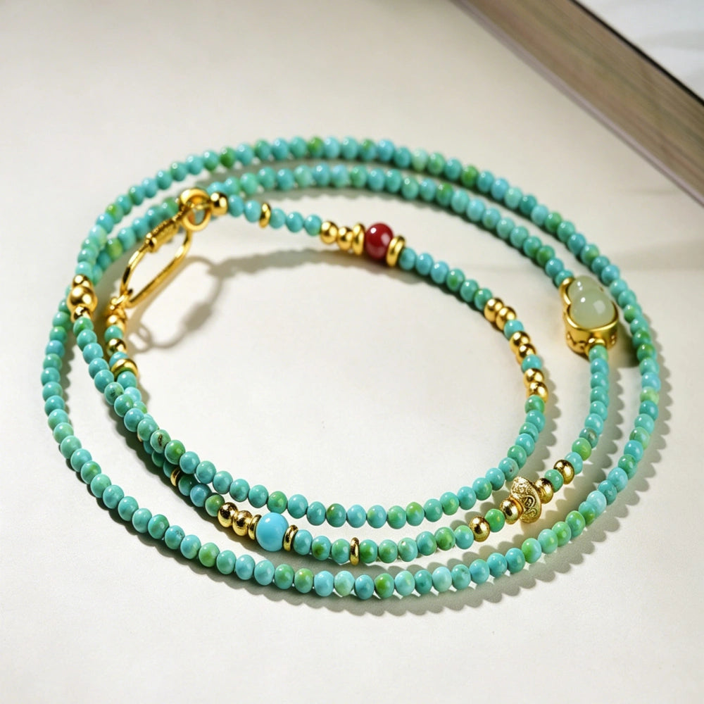 Mulstio Magnesite Beaded Long Necklace Spiritual Empowerment Crystal Chain for Women