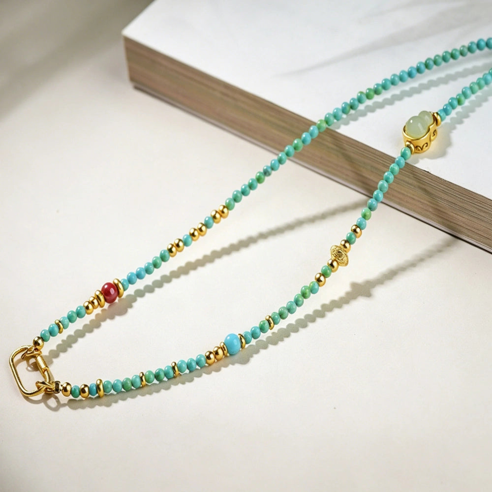 Mulstio Magnesite Beaded Long Necklace Spiritual Empowerment Crystal Chain for Women