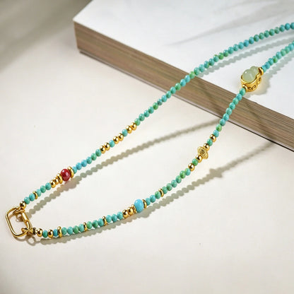 Mulstio Magnesite Beaded Long Necklace Spiritual Empowerment Crystal Chain for Women