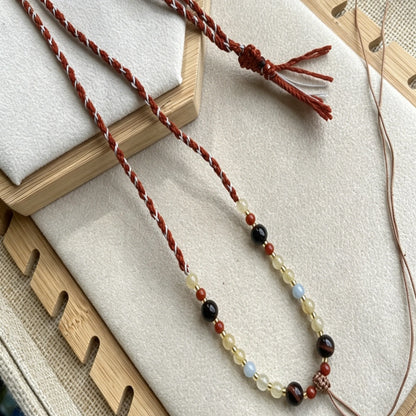 Mulstio Rutilated Quartz Beaded Necklace Hand Woven Spiritual Healing Jewelry for Women Empowering Confidence and Inner Strength