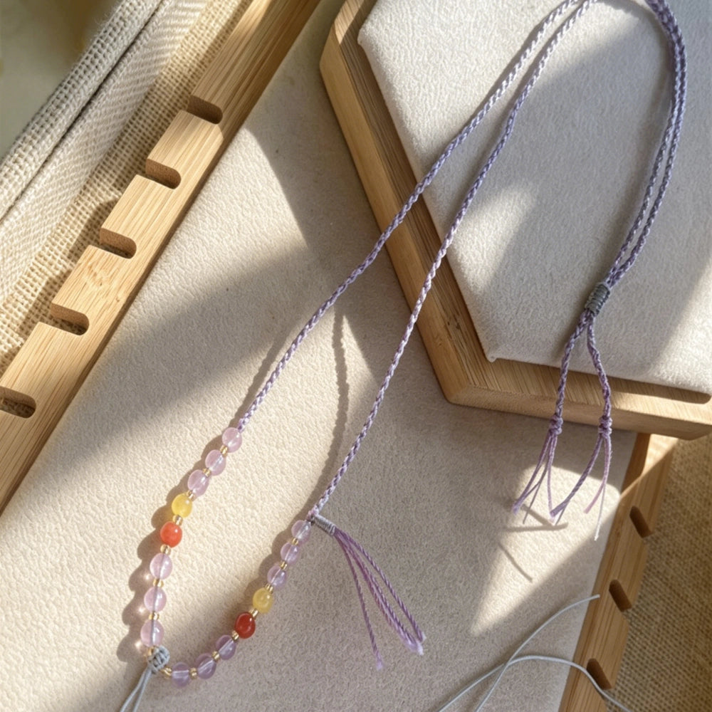 Mulstio Natural Amethyst Spiritual Energy Necklace Cord Handmade Chinese Knot Boho Healing Crystal Pendant Lanyard for Women Empowerment