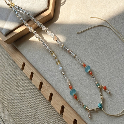 Mulstio Handwoven Crystal Necklace Cord White Phantom Quartz Spiritual Empowerment Chain