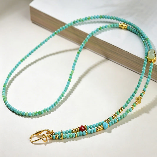 Mulstio Magnesite Beaded Long Necklace Spiritual Empowerment Crystal Chain for Women