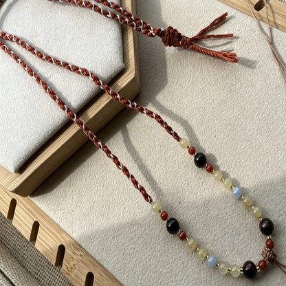Mulstio Rutilated Quartz Beaded Necklace Hand Woven Spiritual Healing Jewelry for Women Empowering Confidence and Inner Strength