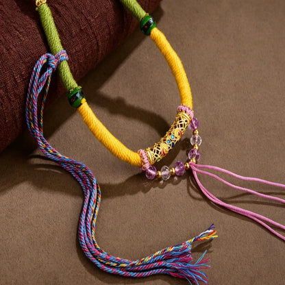 Mulstio Hand Woven Purple Energy Necklace Heritage Cultural Styling Statement Amulet Modern Woman Empowerment Jewelry