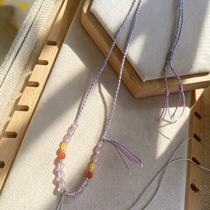 Mulstio Natural Amethyst Spiritual Energy Necklace Cord Handmade Chinese Knot Boho Healing Crystal Pendant Lanyard for Women Empowerment
