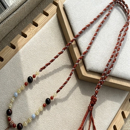 Mulstio Rutilated Quartz Beaded Necklace Hand Woven Spiritual Healing Jewelry for Women Empowering Confidence and Inner Strength
