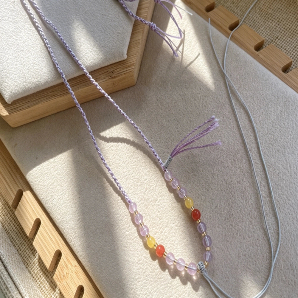 Mulstio Natural Amethyst Spiritual Energy Necklace Cord Handmade Chinese Knot Boho Healing Crystal Pendant Lanyard for Women Empowerment