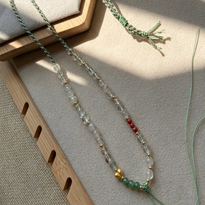 Mulstio Beaded Crystal Necklace Cord Natural Quartz Agate Healing Jewelry for Women Empowerment