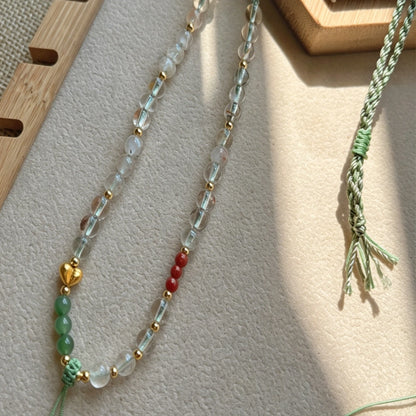 Mulstio Beaded Crystal Necklace Cord Natural Quartz Agate Healing Jewelry for Women Empowerment