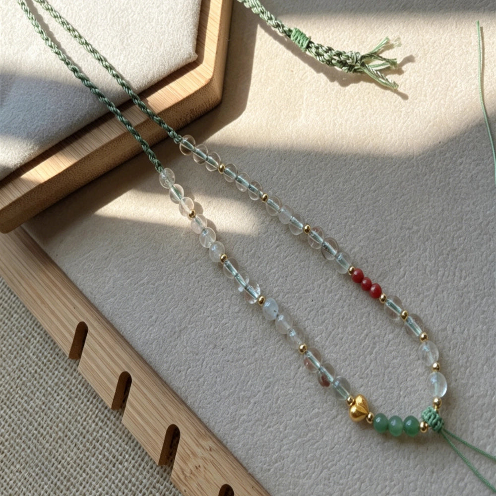 Mulstio Beaded Crystal Necklace Cord Natural Quartz Agate Healing Jewelry for Women Empowerment