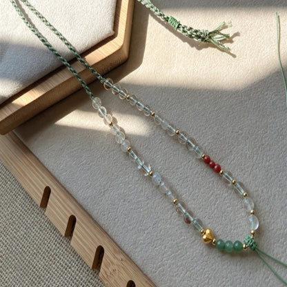 Mulstio Beaded Crystal Necklace Cord Natural Quartz Agate Healing Jewelry for Women Empowerment