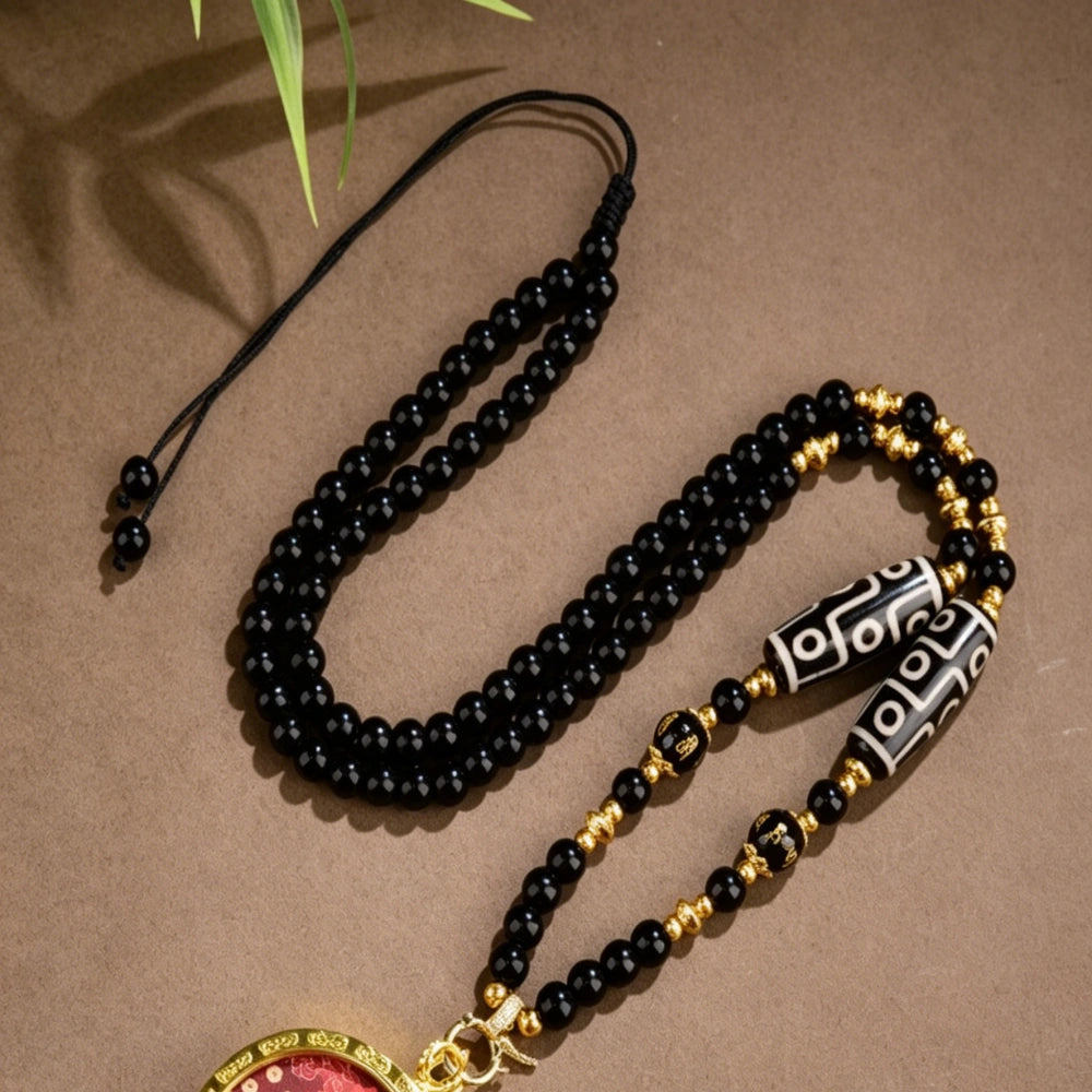 Mulstio Tibetan Dzi Bead Glaze Necklace Modern Women Spiritual Protection Metaphysical Amulet