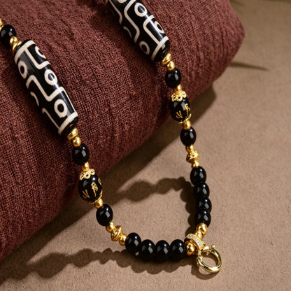 Mulstio Tibetan Dzi Bead Glaze Necklace Modern Women Spiritual Protection Metaphysical Amulet
