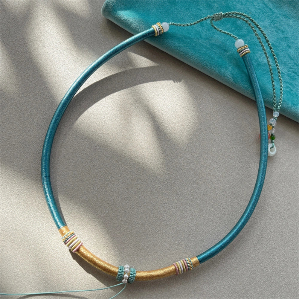 Mulstio Handcrafted Healing Choker Silk Cord Jade Empowering Necklace