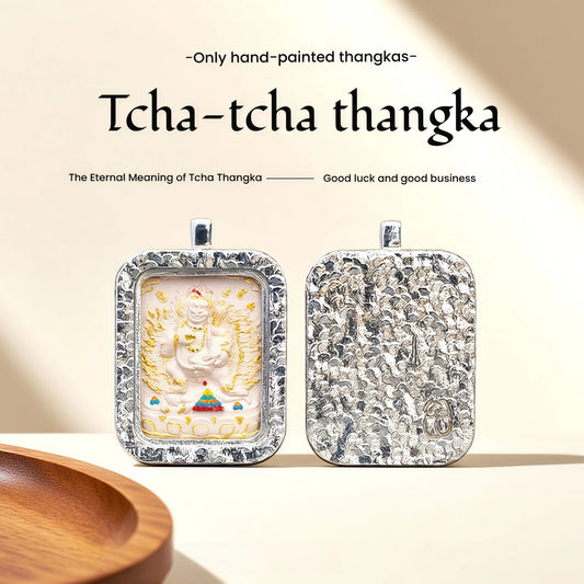 Akasagarbha Silver Handmade Thangka Pendant - Memory Wisdom Talisman