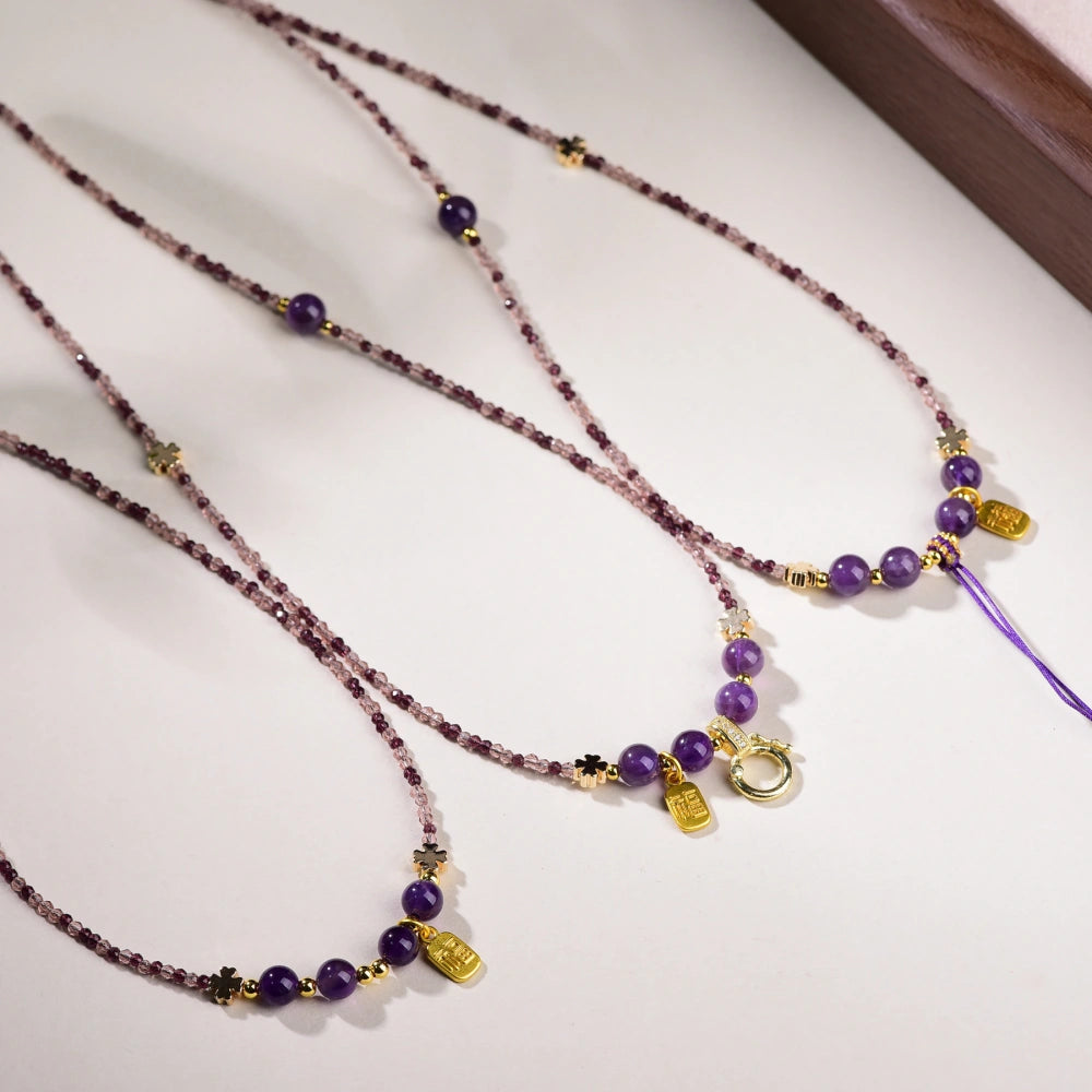 Mulstio Natural Amethyst Empowerment Necklace Handmade Energy Pendant for Modern Women