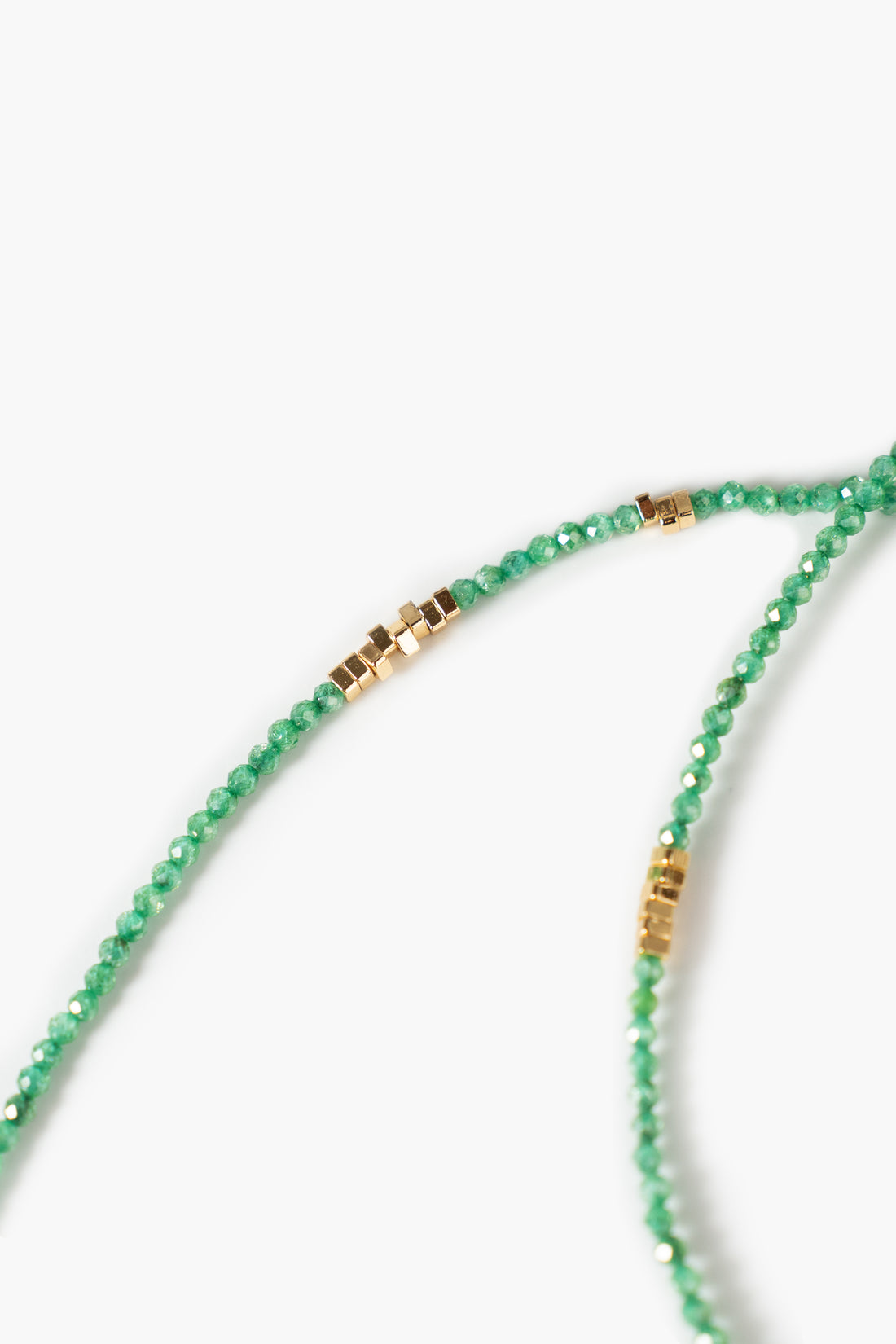Broken Gold Tiny Green Gemstone Beaded Choker