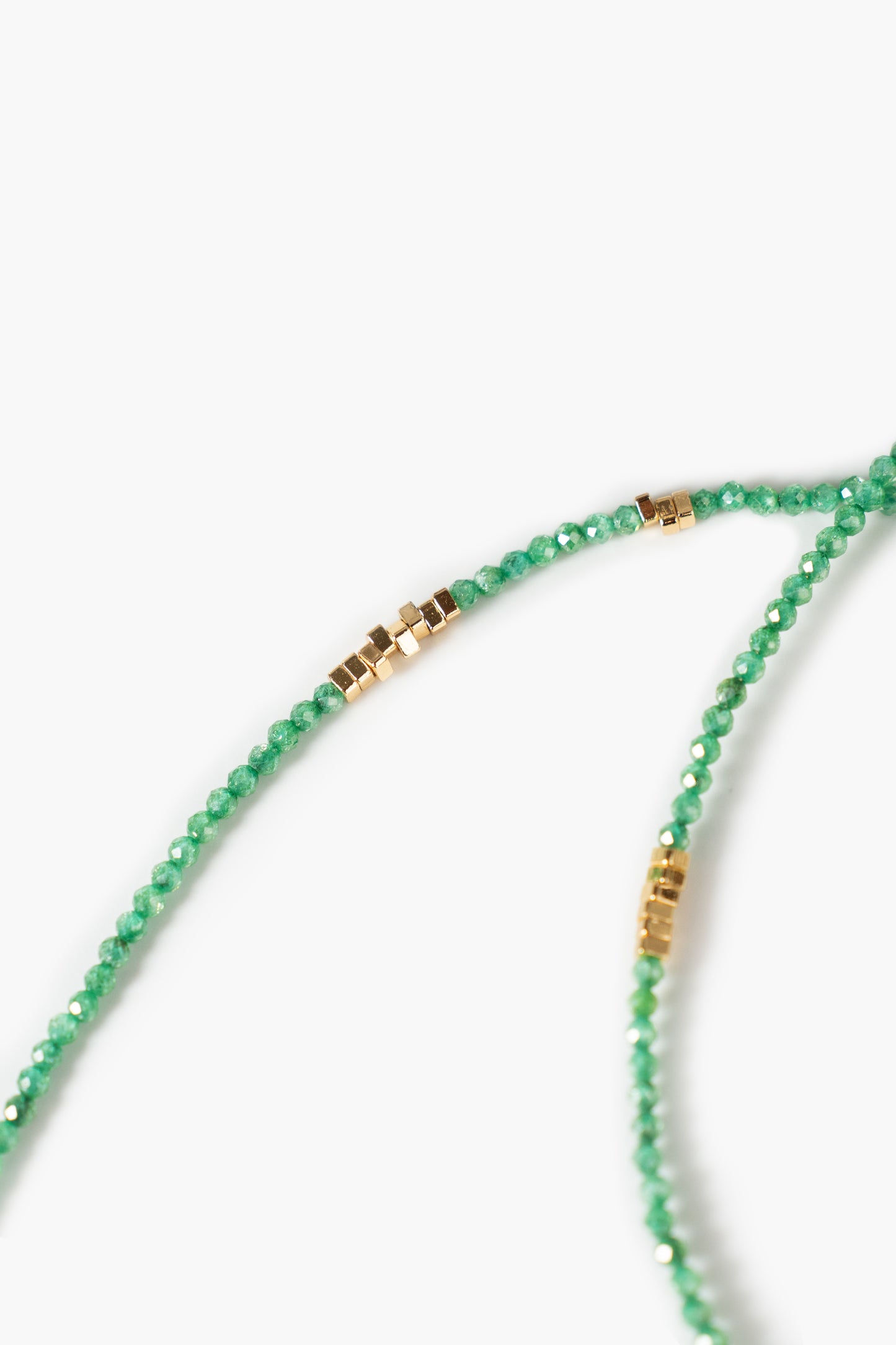 Broken Gold Tiny Green Gemstone Beaded Choker