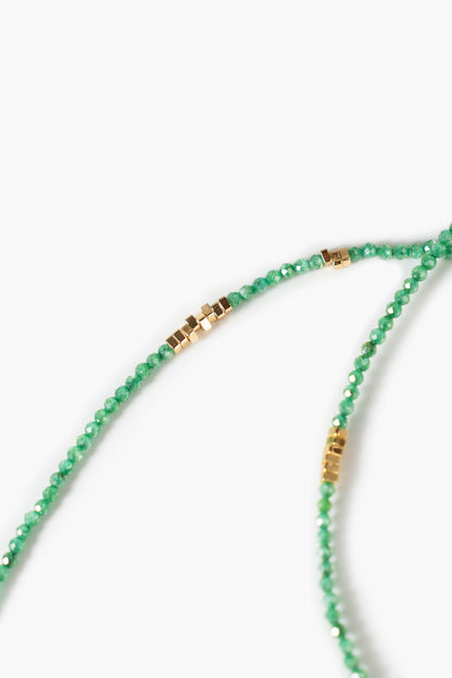 Broken Gold Tiny Green Gemstone Beaded Choker