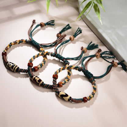Tibetan Dzi Bead Agate Bracelet Ancient Empowerment Amulet for Modern Women