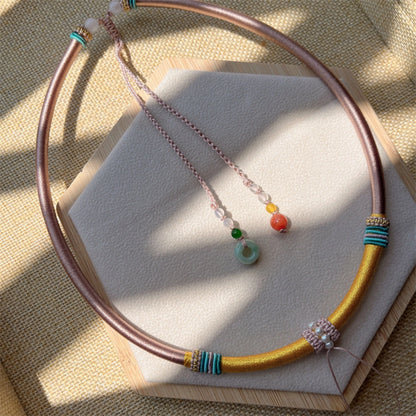 Mulstio Handcrafted Healing Choker Silk Cord Jade Empowering Necklace