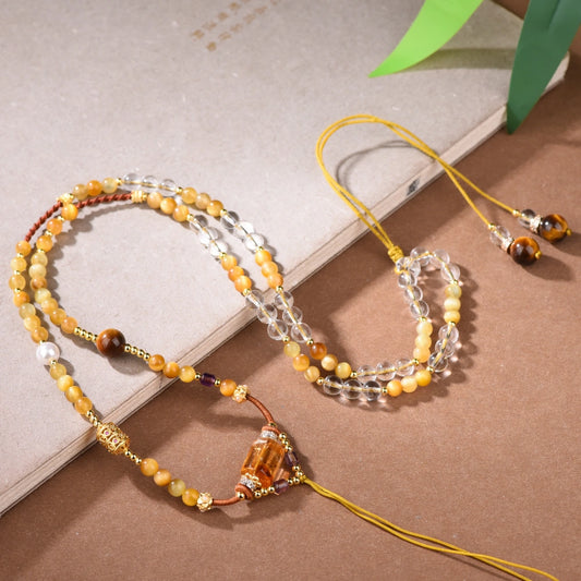 Mulstio Citrine and Golden Tiger Eye Necklace Empowering Abundance and Confidence Healing Jewelry