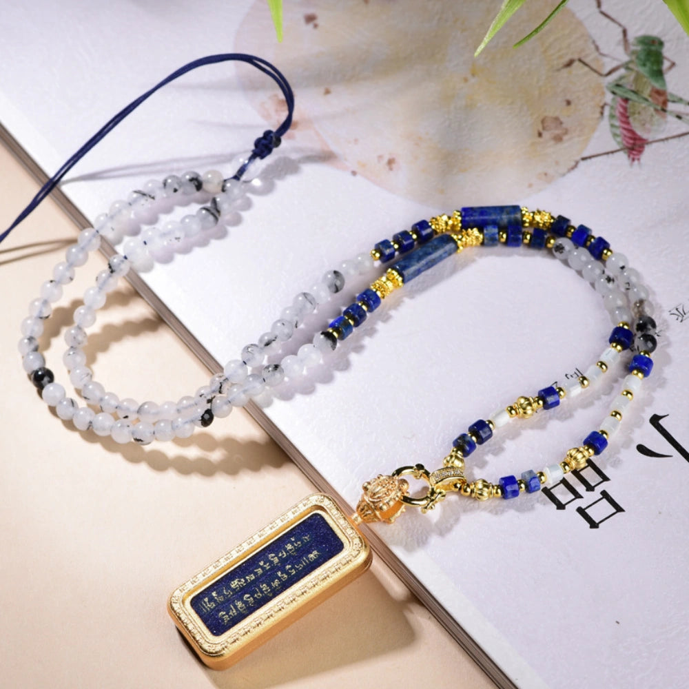 Mulstio Lapis Lazuli Healing Crystal Necklace Modern Women Spiritual Empowerment Multi Gemstone Bead Chain