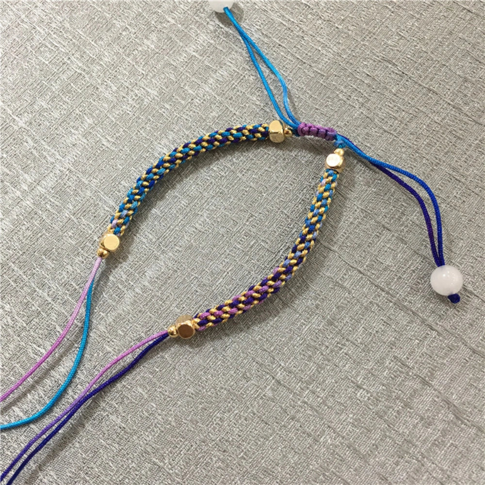 Mulstio Handcrafted Adjustable Cord Bracelet White Jade Spiritual Empowerment Amulet