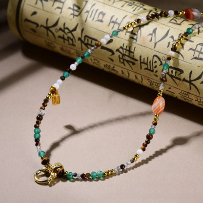 Mulstio Mixed Gemstone Agate Necklace for Women Abundance and Inner Balance Choker