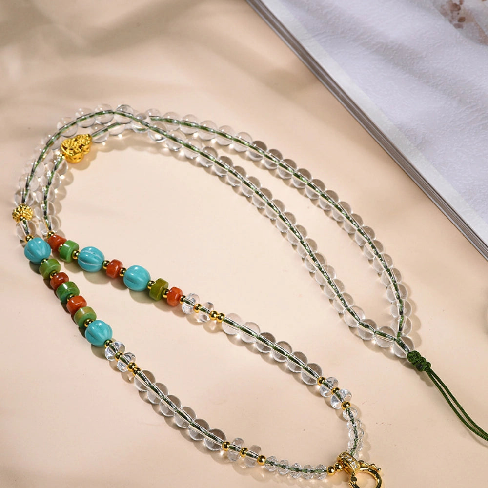 Mulstio Clear Quartz Multi-Gemstone Energy Necklace Empowerment Versatile Bead Chain For Women