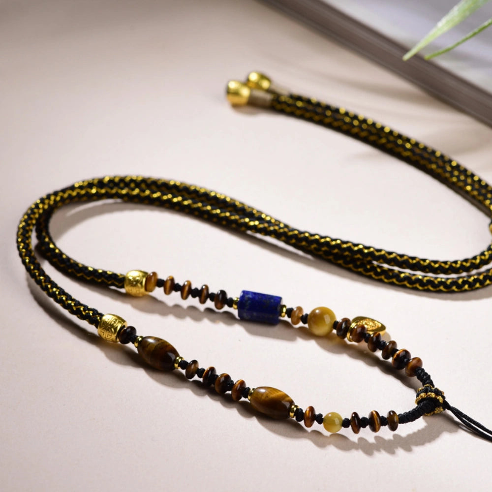 Mulstio Tiger Eye Dragon Scale Necklace Cord Feng Shui Wealth Amulet for Career Women