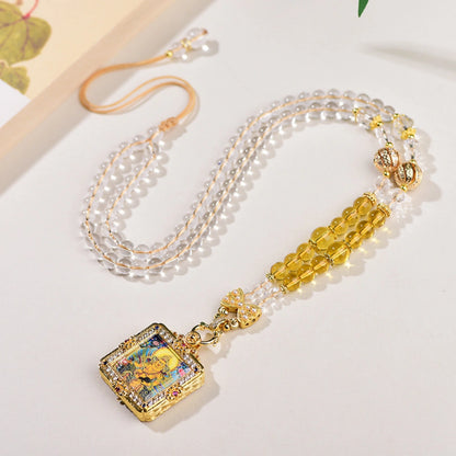 Thangka Amulet Necklace Yellow Zambala Citrine Wealth Manifestation Jewelry