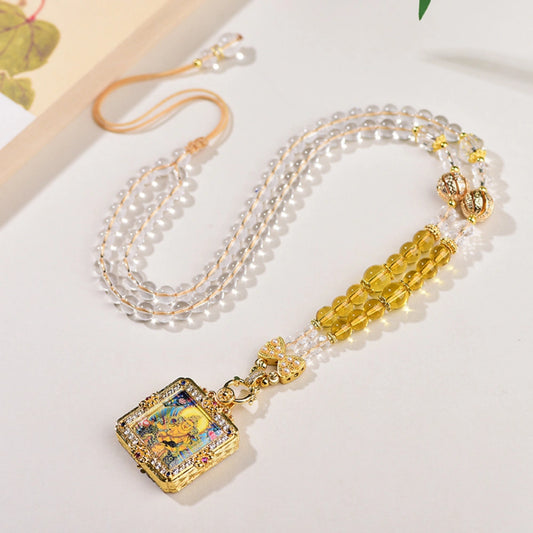 Thangka Amulet Necklace Yellow Zambala Citrine Wealth Manifestation Jewelry