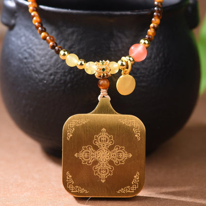 Zaki Lhamo Thangka Pendant Tiger Eye Necklace Spiritual Empowerment Jewelry