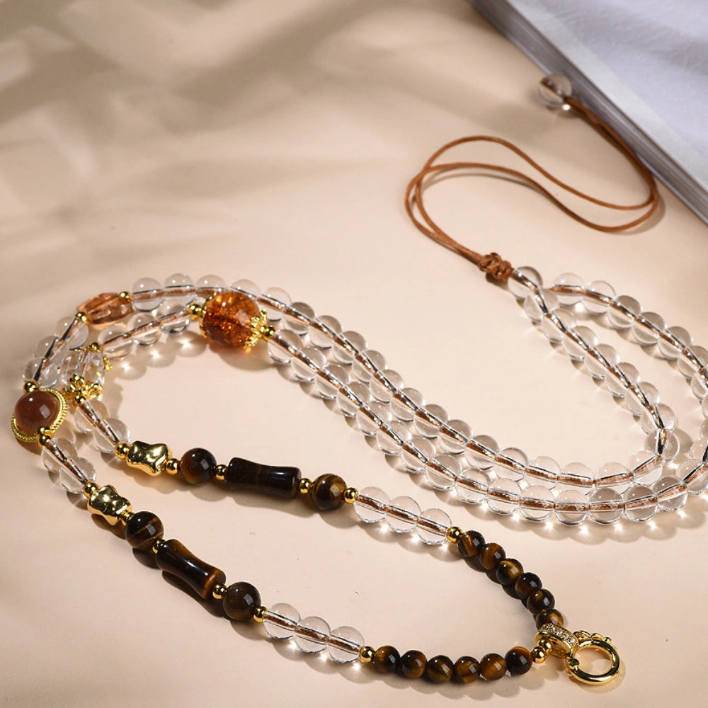 Mulstio Tiger Eye Crystal Necklace Spiritual Empowerment Beaded Chain For Women