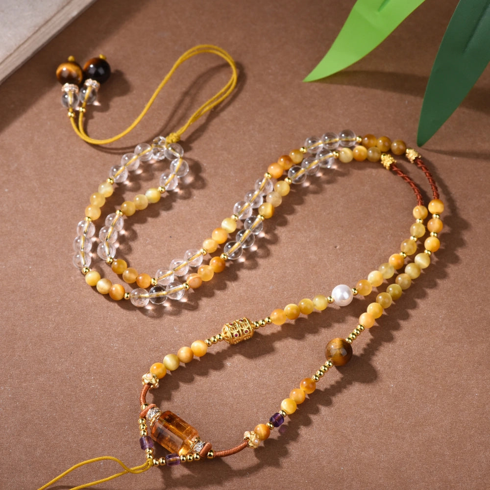 Mulstio Citrine and Golden Tiger Eye Necklace Empowering Abundance and Confidence Healing Jewelry