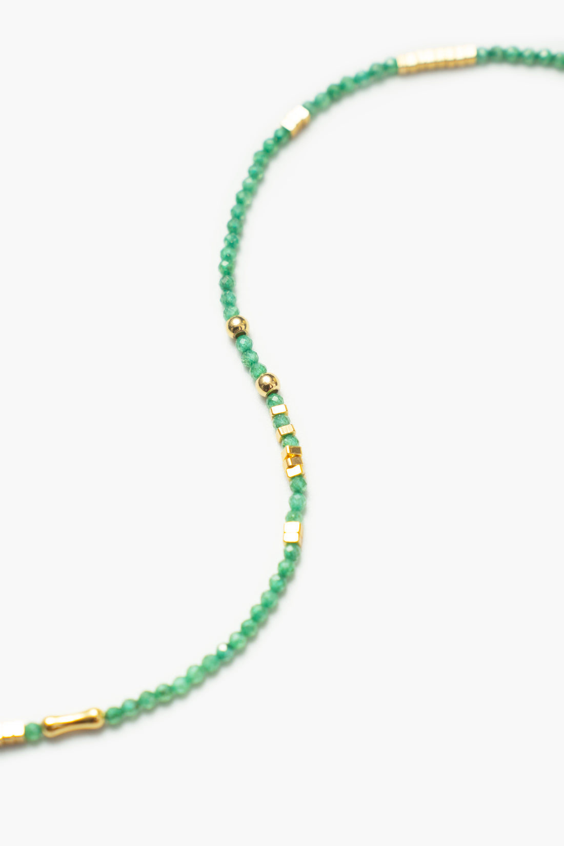 Broken Gold Tiny Green Gemstone Beaded Choker